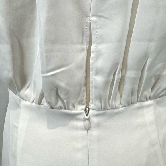 Do+Be white satin collared ruched wrap mini dress size medium - Picture 9 of 12
